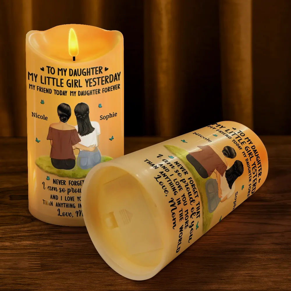 To My Daughter My Little Girl - Personalized Flameless LED Candle - Image 4