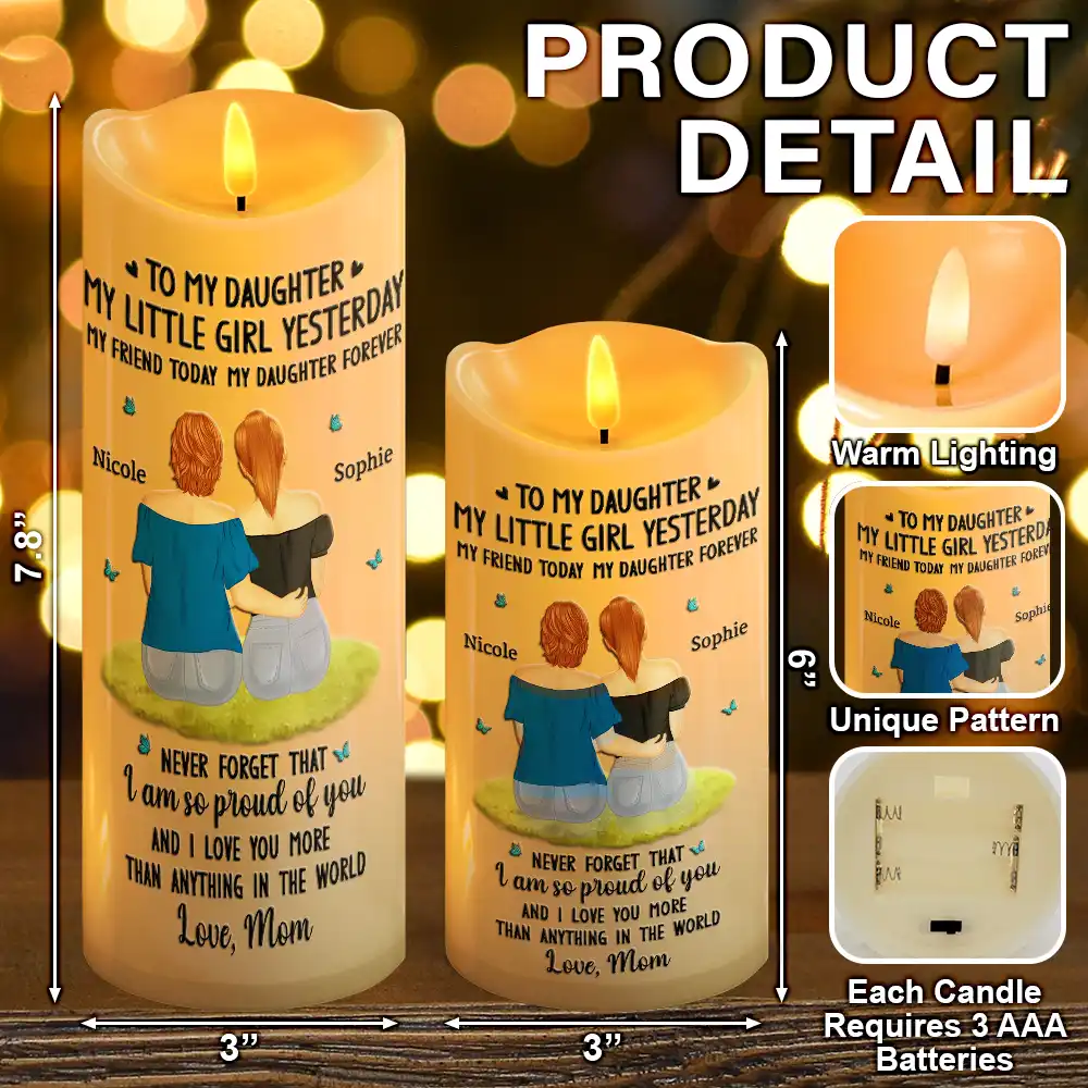 To My Daughter My Little Girl - Personalized Flameless LED Candle - Image 5