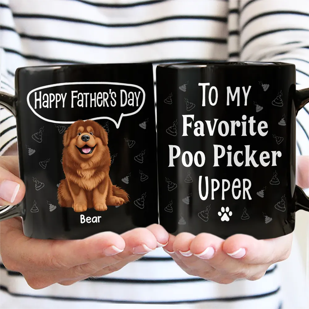 To My Favorite Poo Picker Upper Dog Dad Fun 3D Effect Dogs - Personalized Mug - Image 3