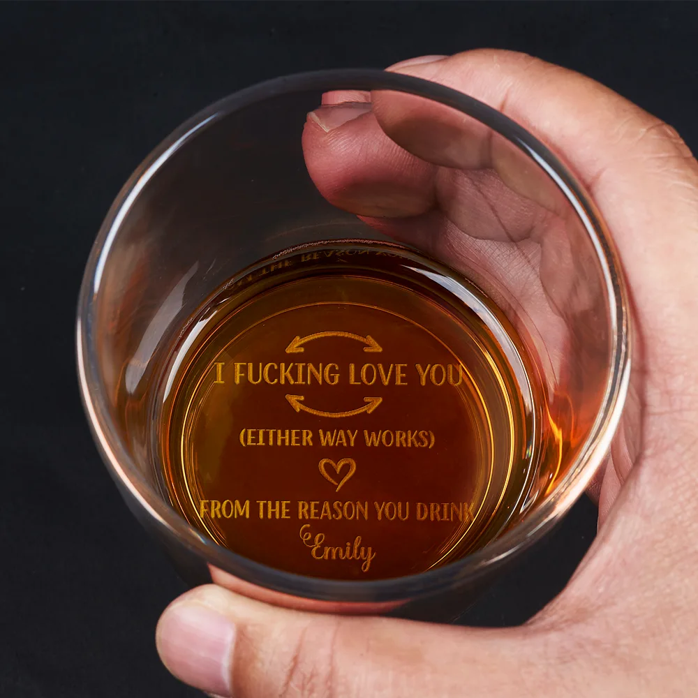To My Husband I Love You From The Reason You Drink - Personalized Engraved Whiskey Glass - Image 2