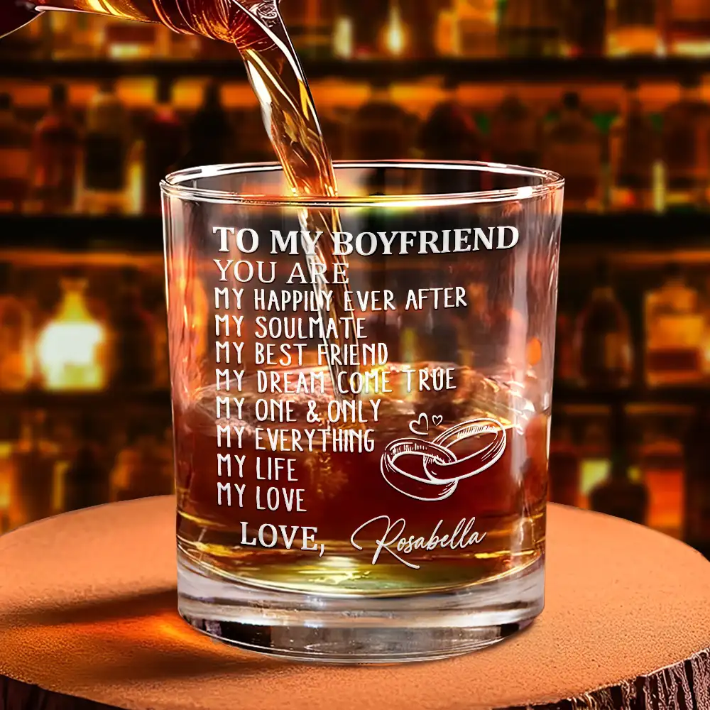 To My Husband You Are My Happily Ever After - Personalized Whiskey Glass - Image 4