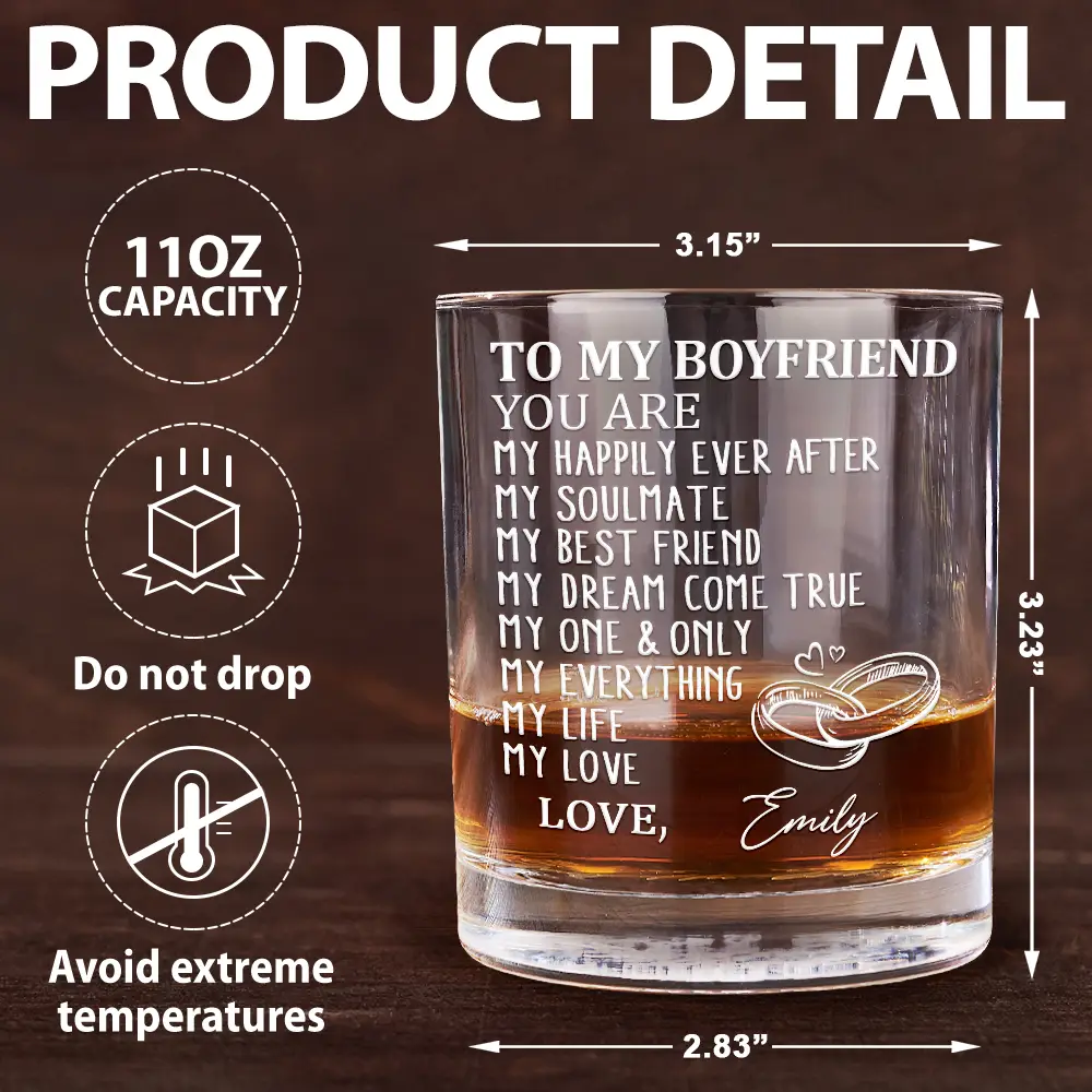 To My Husband You Are My Happily Ever After - Personalized Whiskey Glass - Image 5