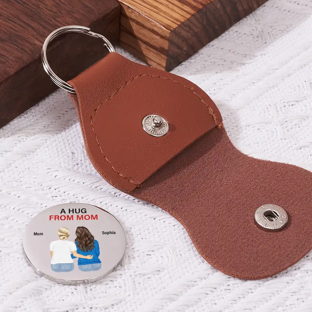To My Son Daughter I Love You Now And Forever - Personalized Leather Pocket Hug - Image 2
