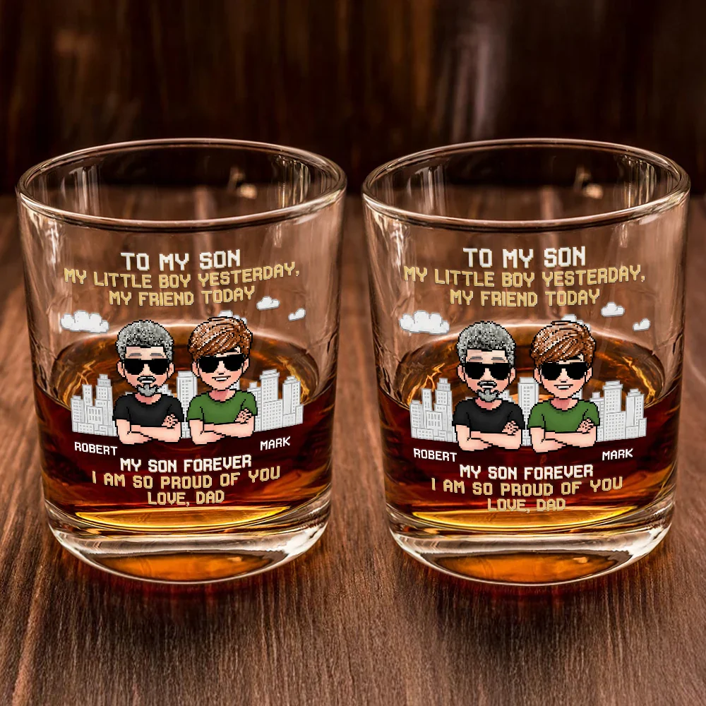 To My Son I Am So Proud Of You - Personalized Whiskey Glass - Image 2