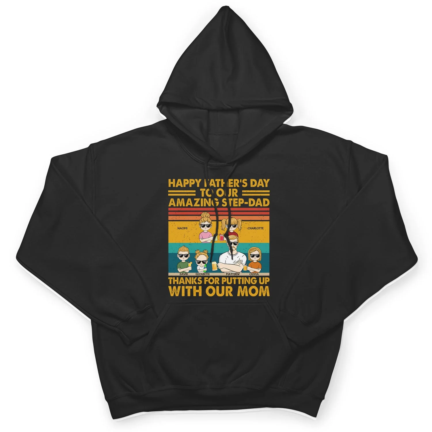 To Our Amazing Step-Dad Thanks For Putting Up With Our Mom - Funny, Birthday Gift For Father, Papa, Husband - Personalized Custom T Shirt - Image 4