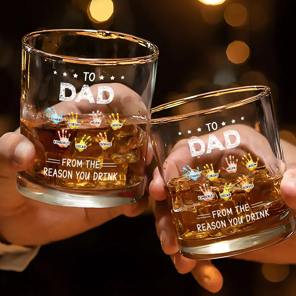 To Papa From The Reason You Drink - Personalized Whiskey Glass - Image 3