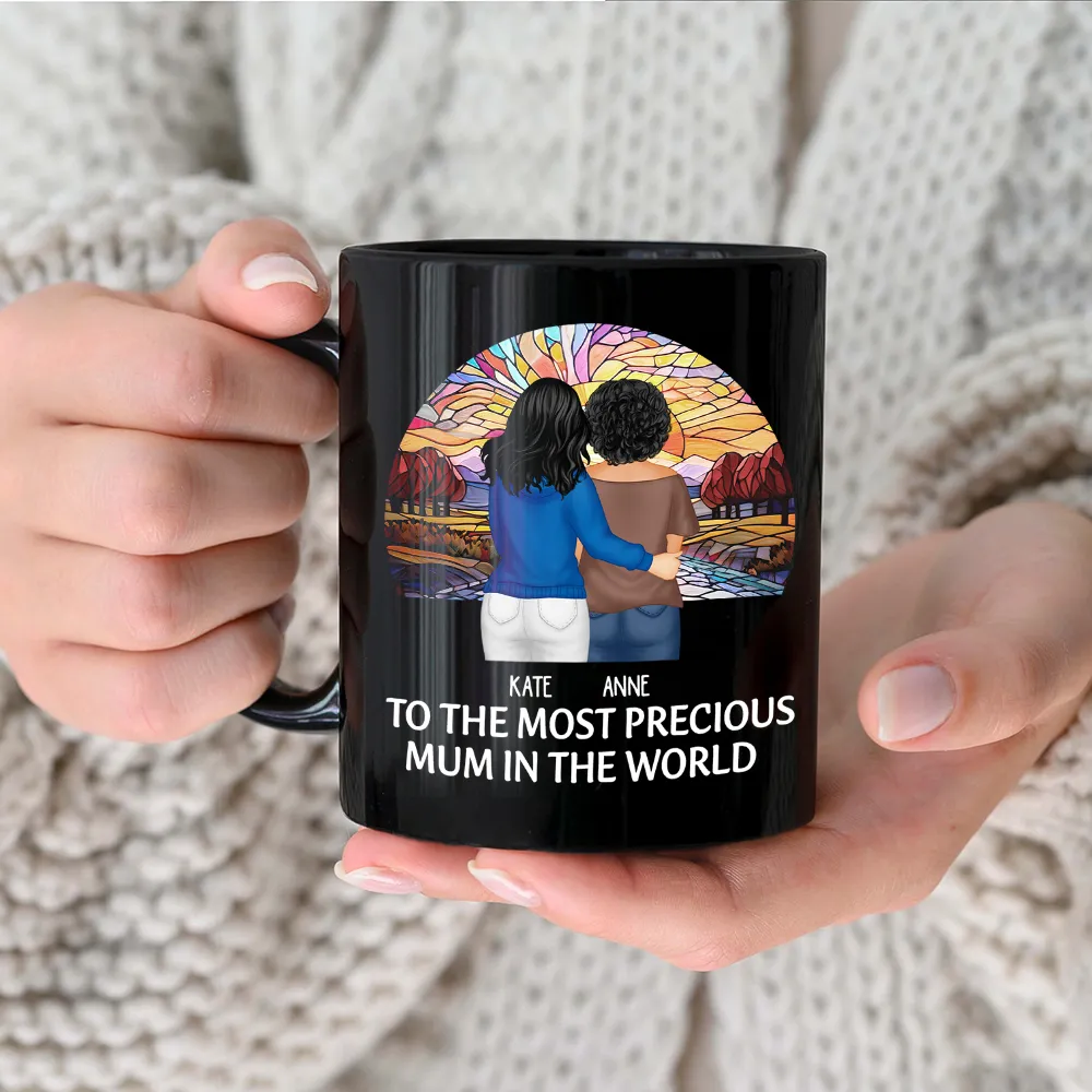 To The Most Precious Mom In The World - Personalized Black Mug - Image 3