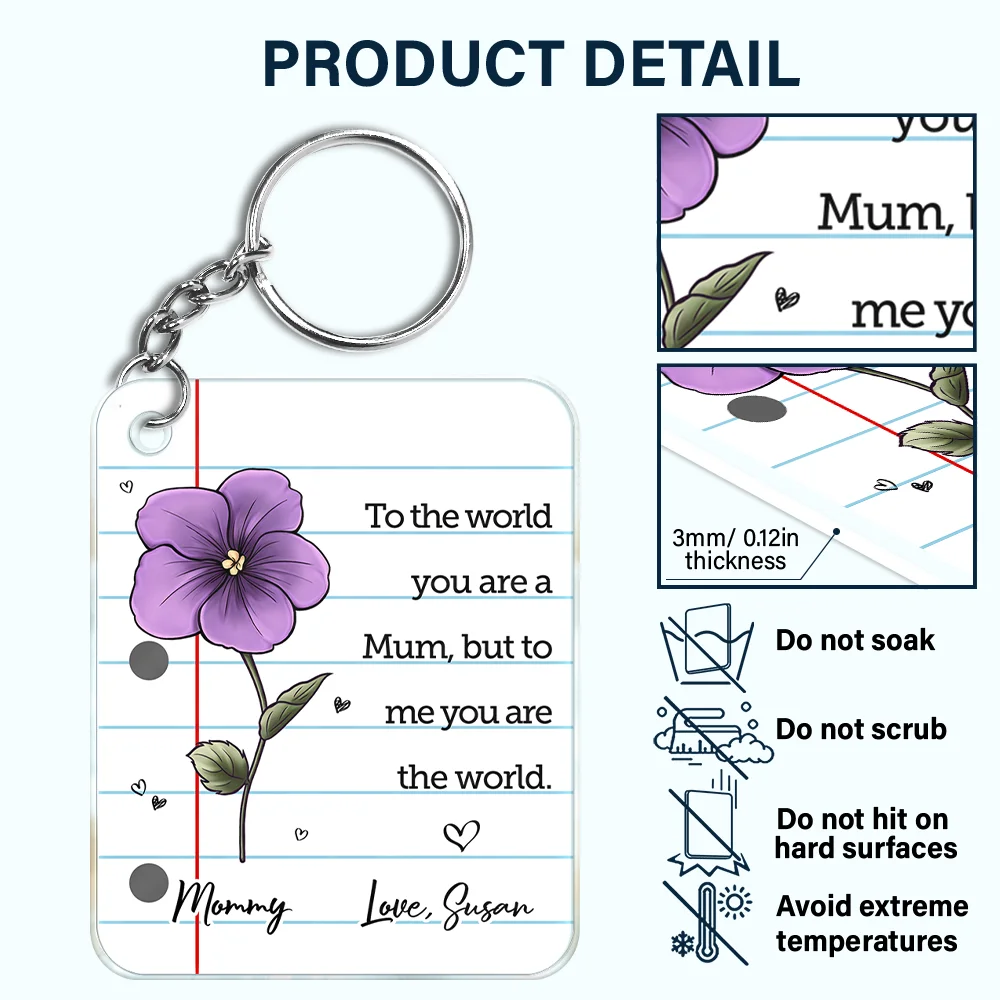 To The World You Are A Mum - Personalized Acrylic Keychain - Image 6