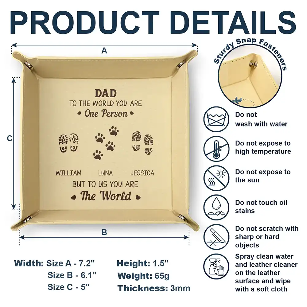 To Us You Are The World - Personalized Leather Valet Tray - Image 6