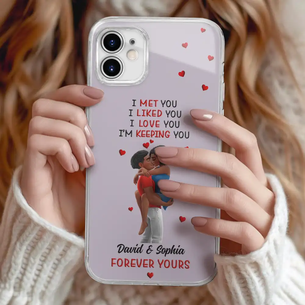 Together And Forever Yours Kissing Couple - Personalized Clear Phone Case - Image 2
