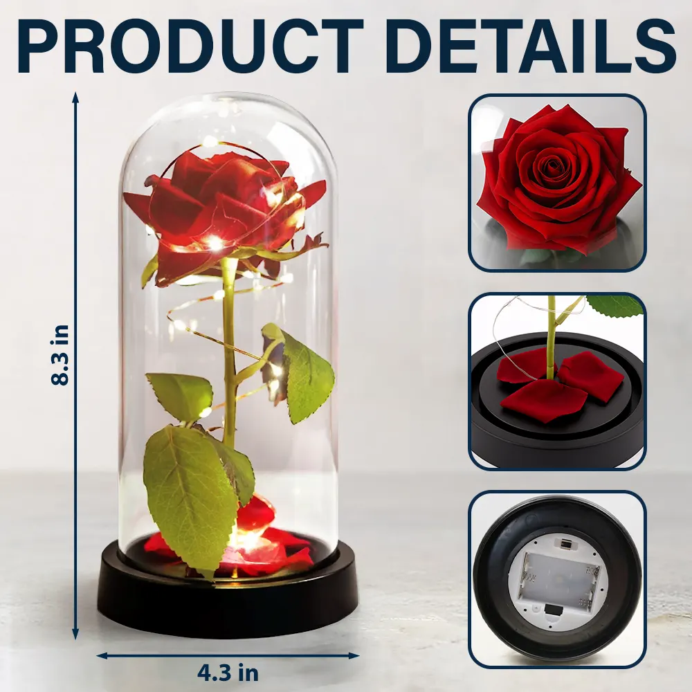 Together And Forever Yours - Personalized Everlasting Rose Dome Lamp - Image 5