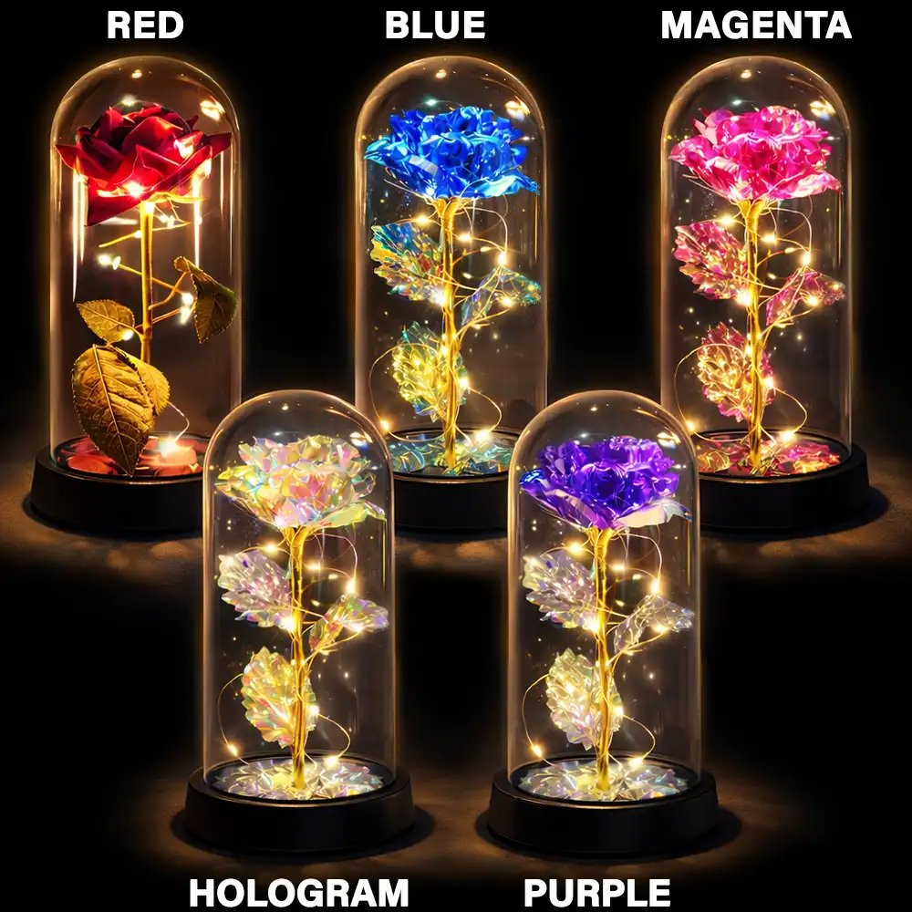Together And Forever Yours - Personalized Everlasting Rose Dome Lamp - Image 6