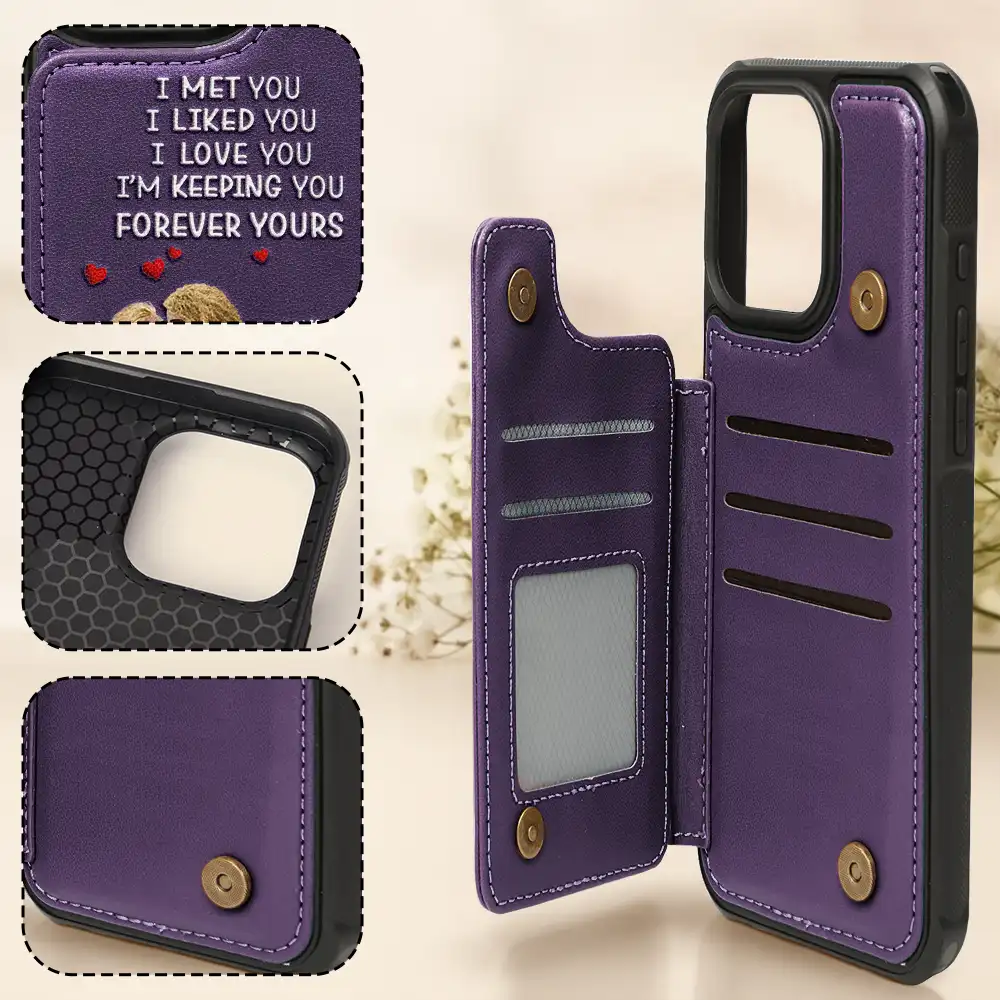 Together And Forever Yours - Personalized Leather Flip Wallet Phone Case - Image 4