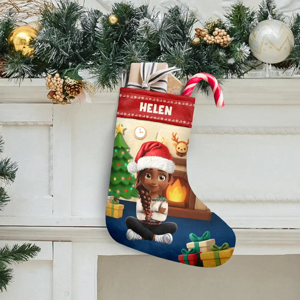 Together For Christmas 3D Effect Family Sitting - Personalized Christmas Stocking - Image 2