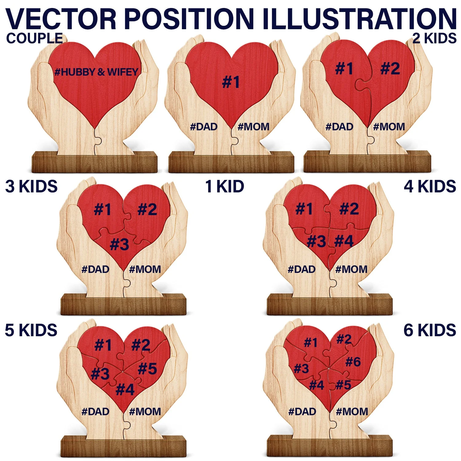 Together Forever Family Hands - Gift For Parents, Father, Mother - Personalized Custom Shaped Wooden Puzzle - Image 8