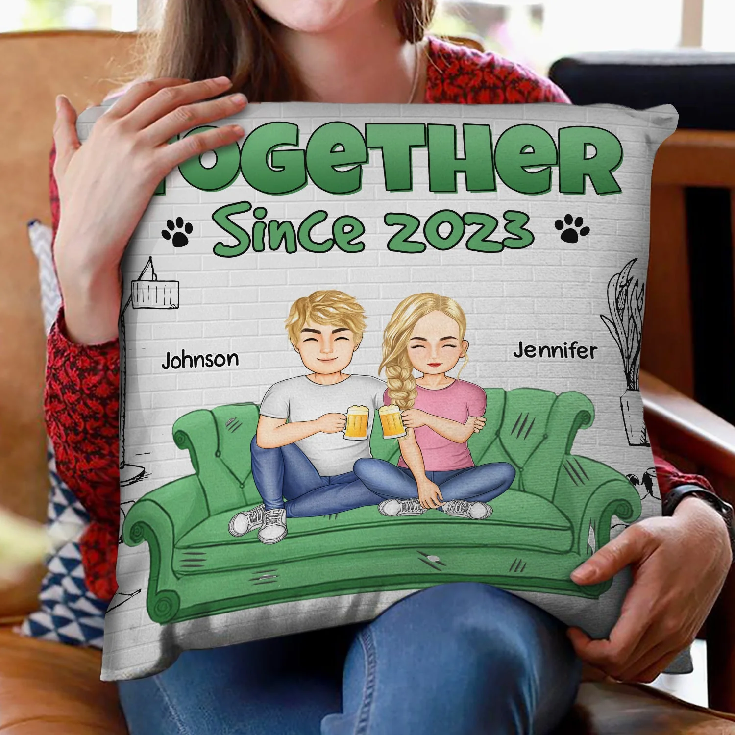 Together Since 2023 - Christmas Gift For Couples - Personalized Pillow - Image 2