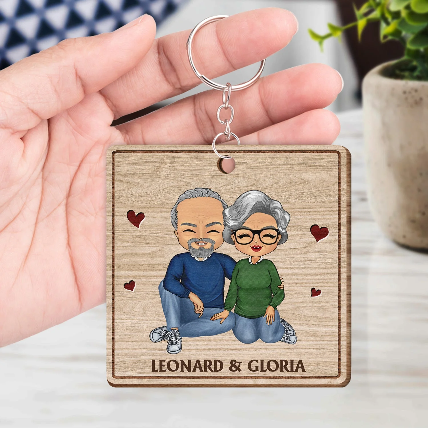 Together Since - Anniversary, Birthday Gifts For Couples, Husband, Wife, Lover - Personalized Custom Wooden Keychain - Image 4