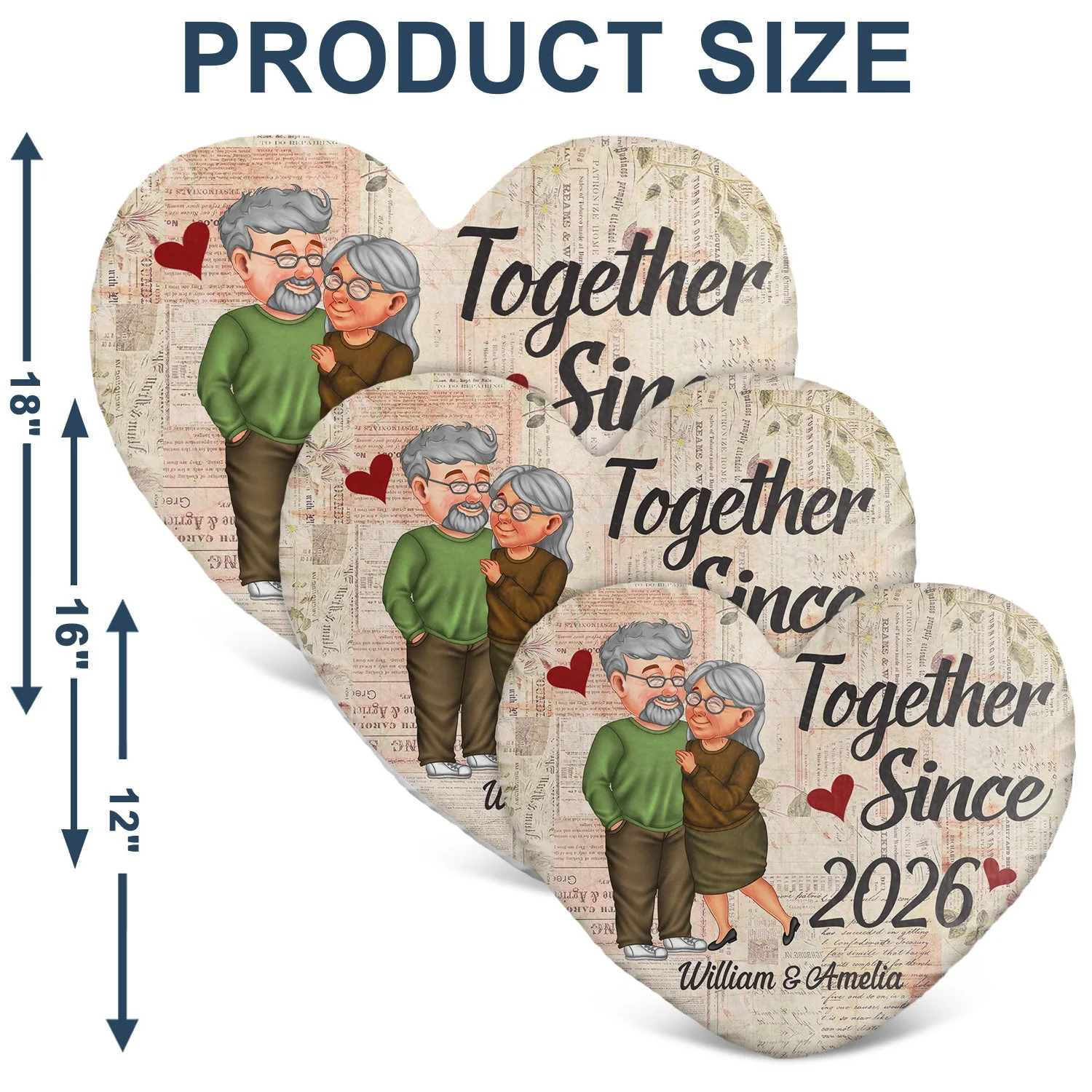 Together Since Arm In Arm - Loving, Anniversary Gift For Couples, Husband, Wife - Personalized Heart Shaped Pillow - Image 6