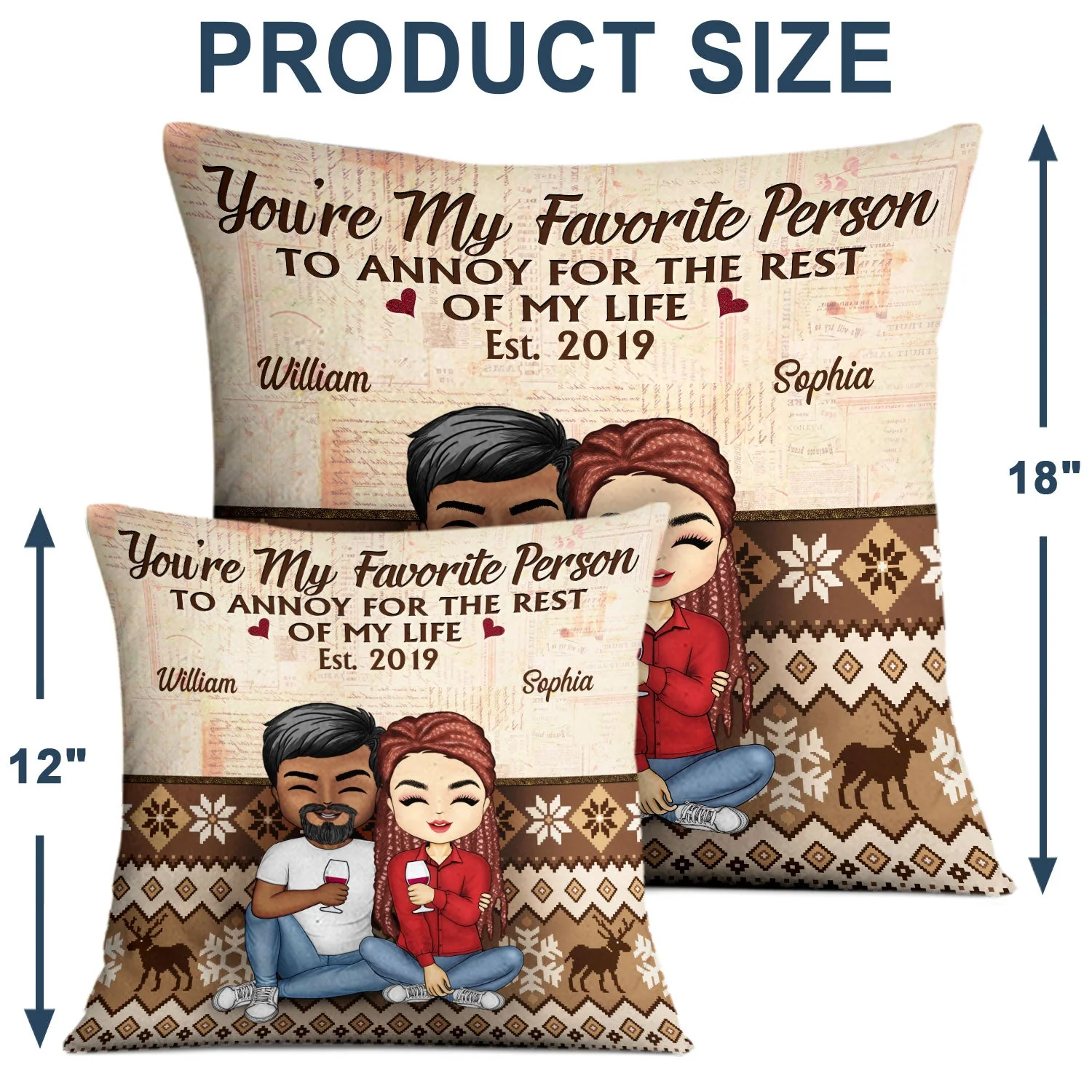 Together Since Chibi - Gift For Couples - Personalized Custom Pillow - Image 4