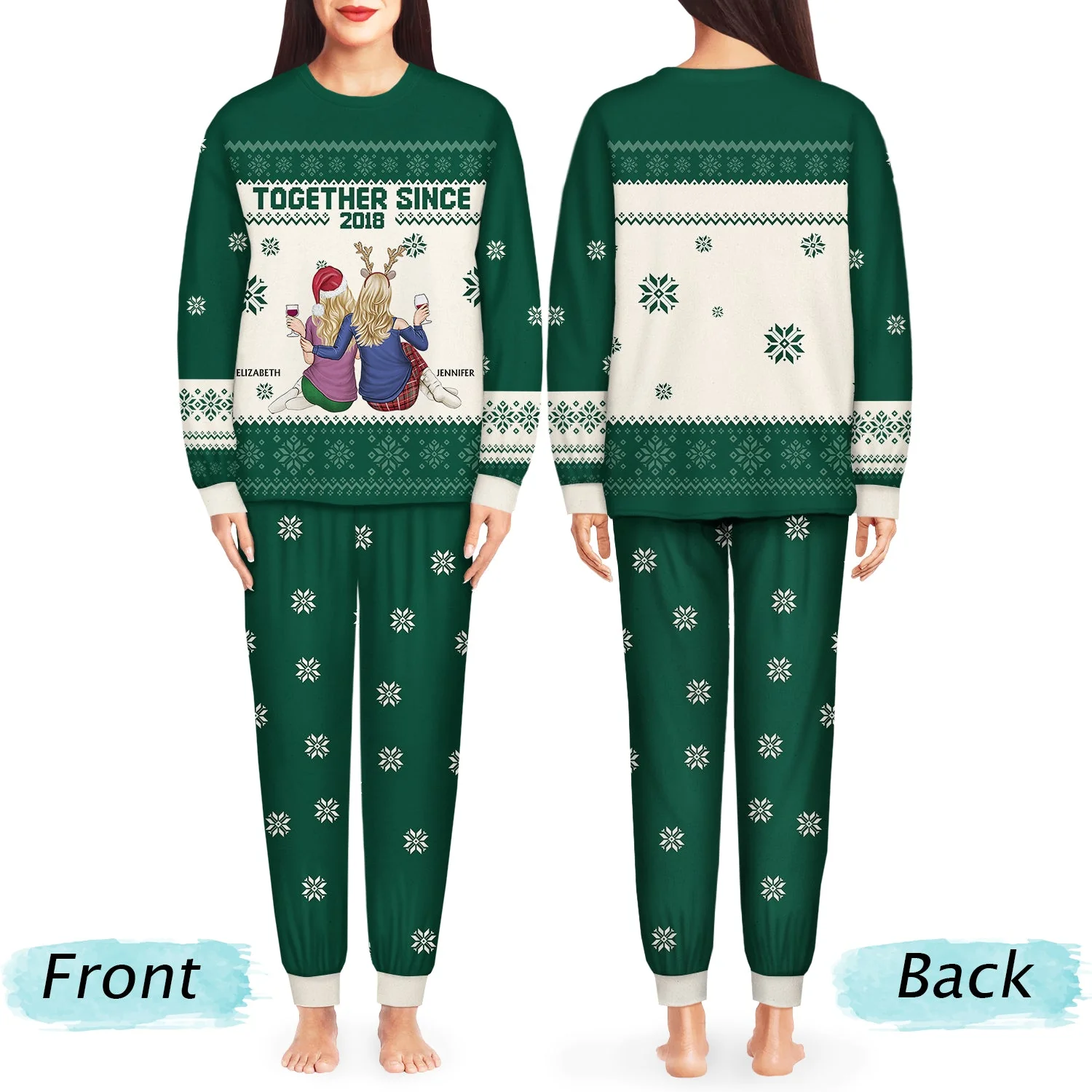 Together Since - Christmas Gift For Couples, Husband, Wife - Personalized Unisex Pajamas Set - Image 3