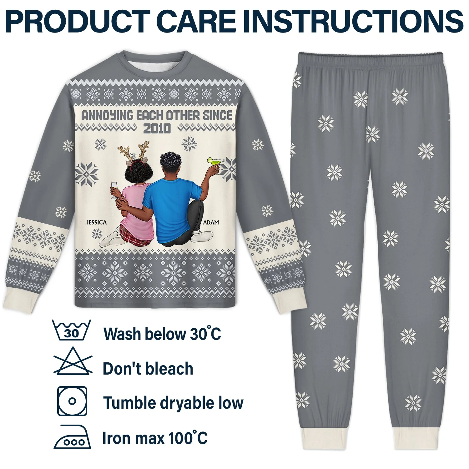 Together Since - Christmas Gift For Couples, Husband, Wife - Personalized Unisex Pajamas Set - Image 5