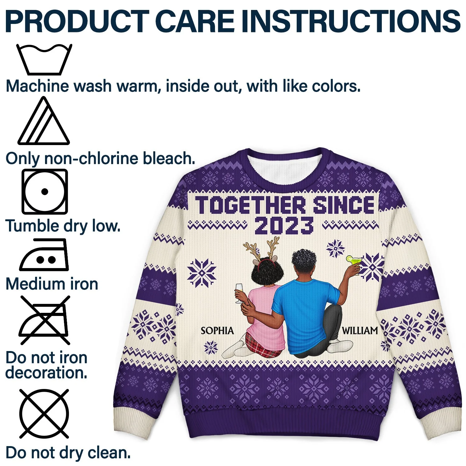 Together Since - Christmas Gift For Couples, Husband, Wife - Personalized Unisex Ugly Sweater - Image 7