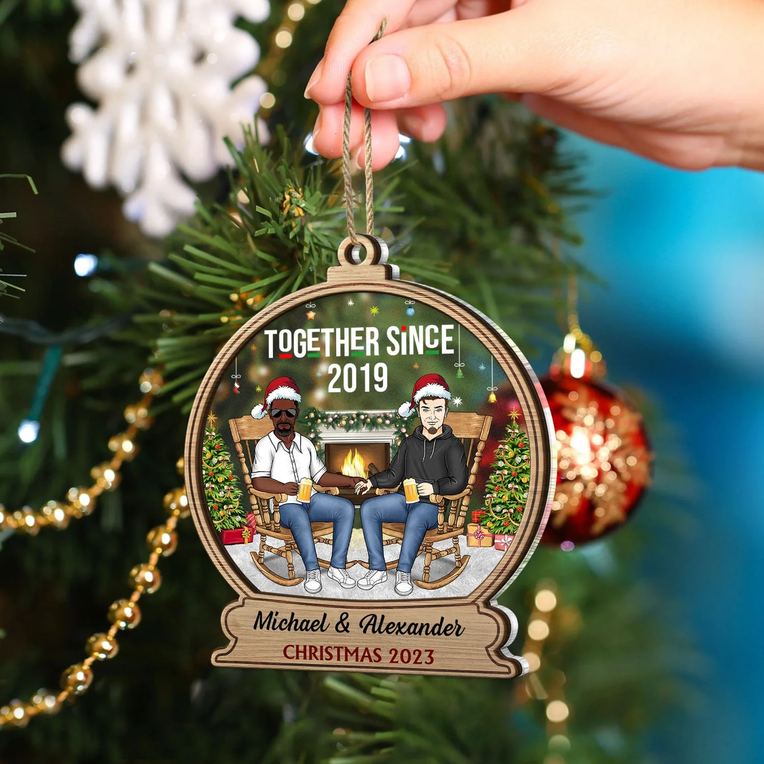 Together Since - Christmas Gift For Couples - Personalized 2-Layered Mix Ornament - Image 4