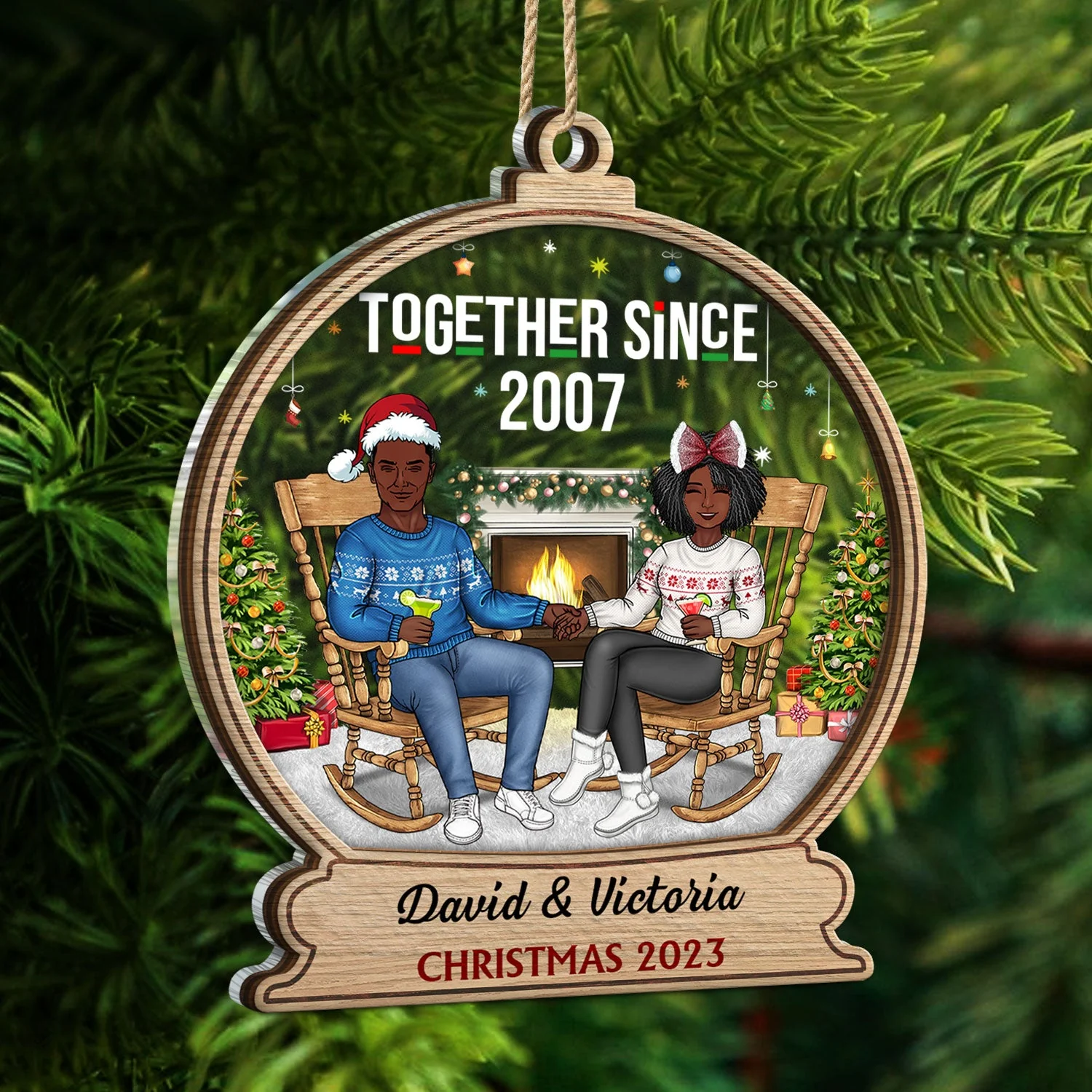 Together Since - Christmas Gift For Couples - Personalized 2-Layered Mix Ornament - Image 5