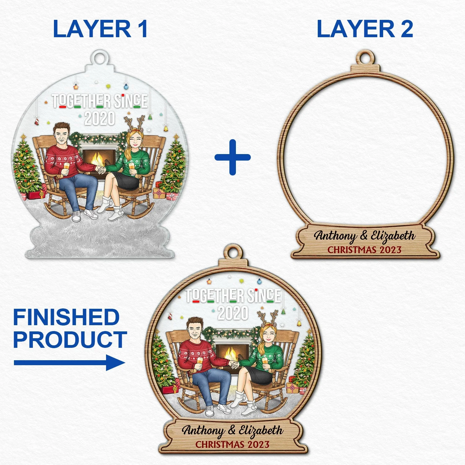 Together Since - Christmas Gift For Couples - Personalized 2-Layered Mix Ornament - Image 6