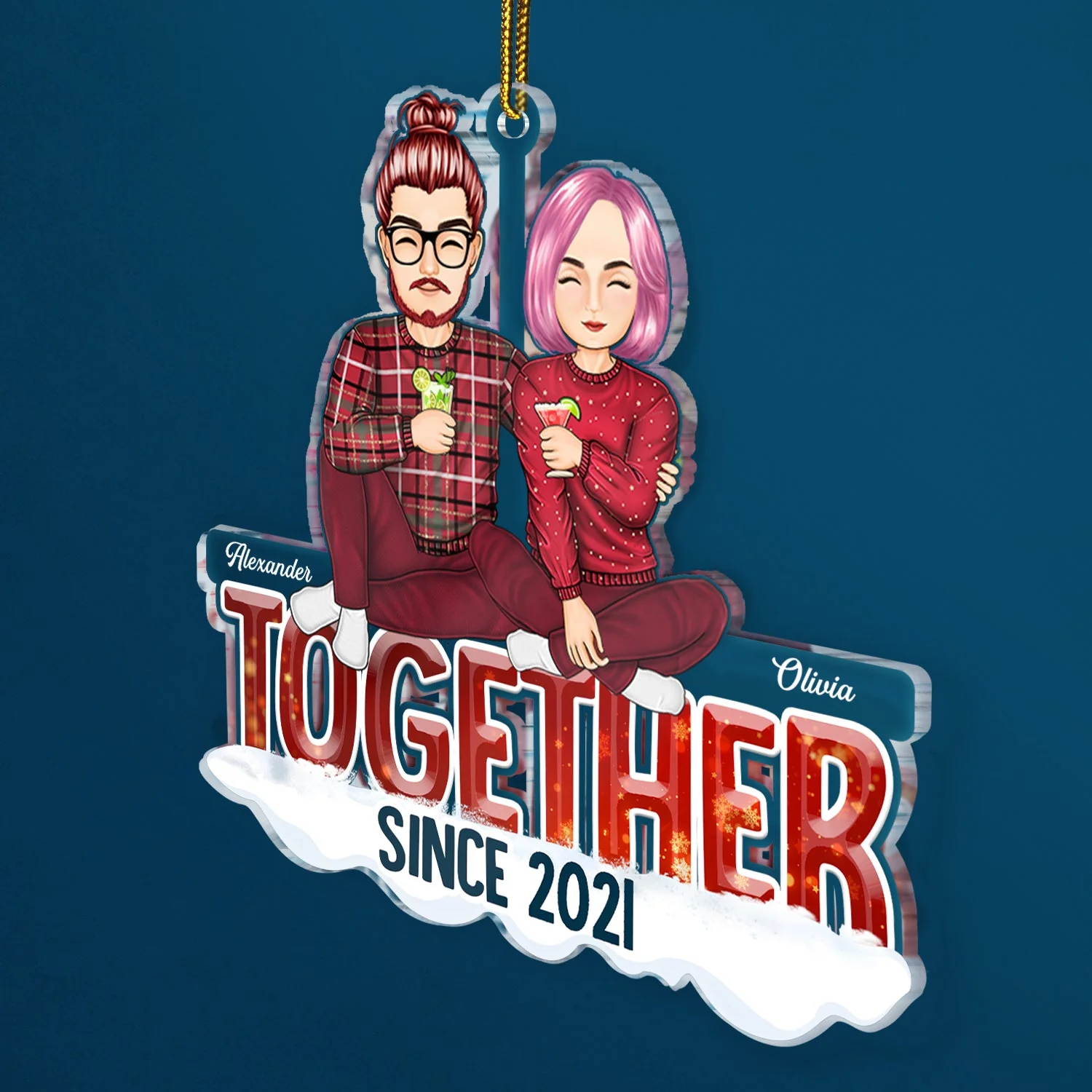 Together Since - Christmas Gift For Couples - Personalized Cutout Acrylic Ornament - Image 2