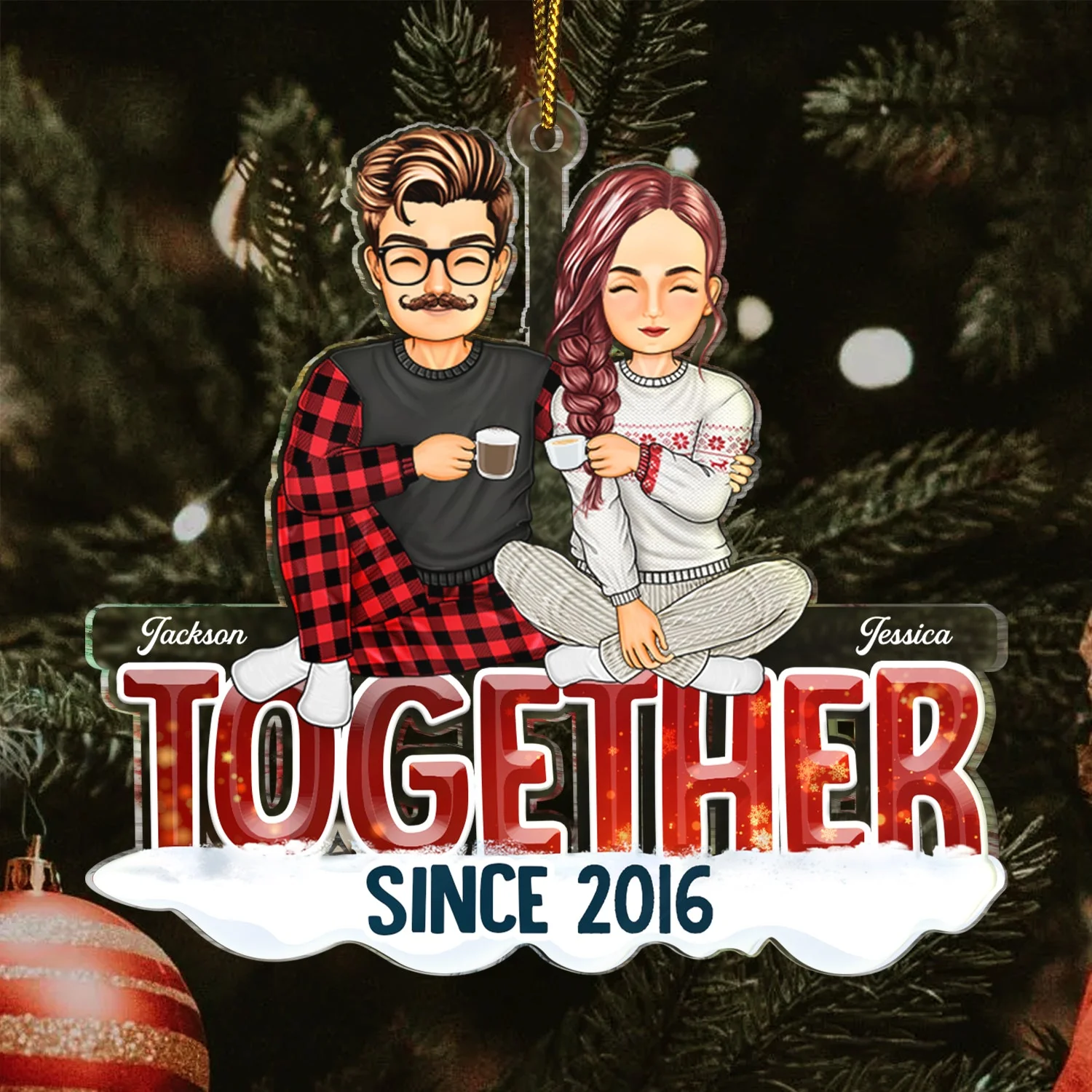 Together Since - Christmas Gift For Couples - Personalized Cutout Acrylic Ornament - Image 3