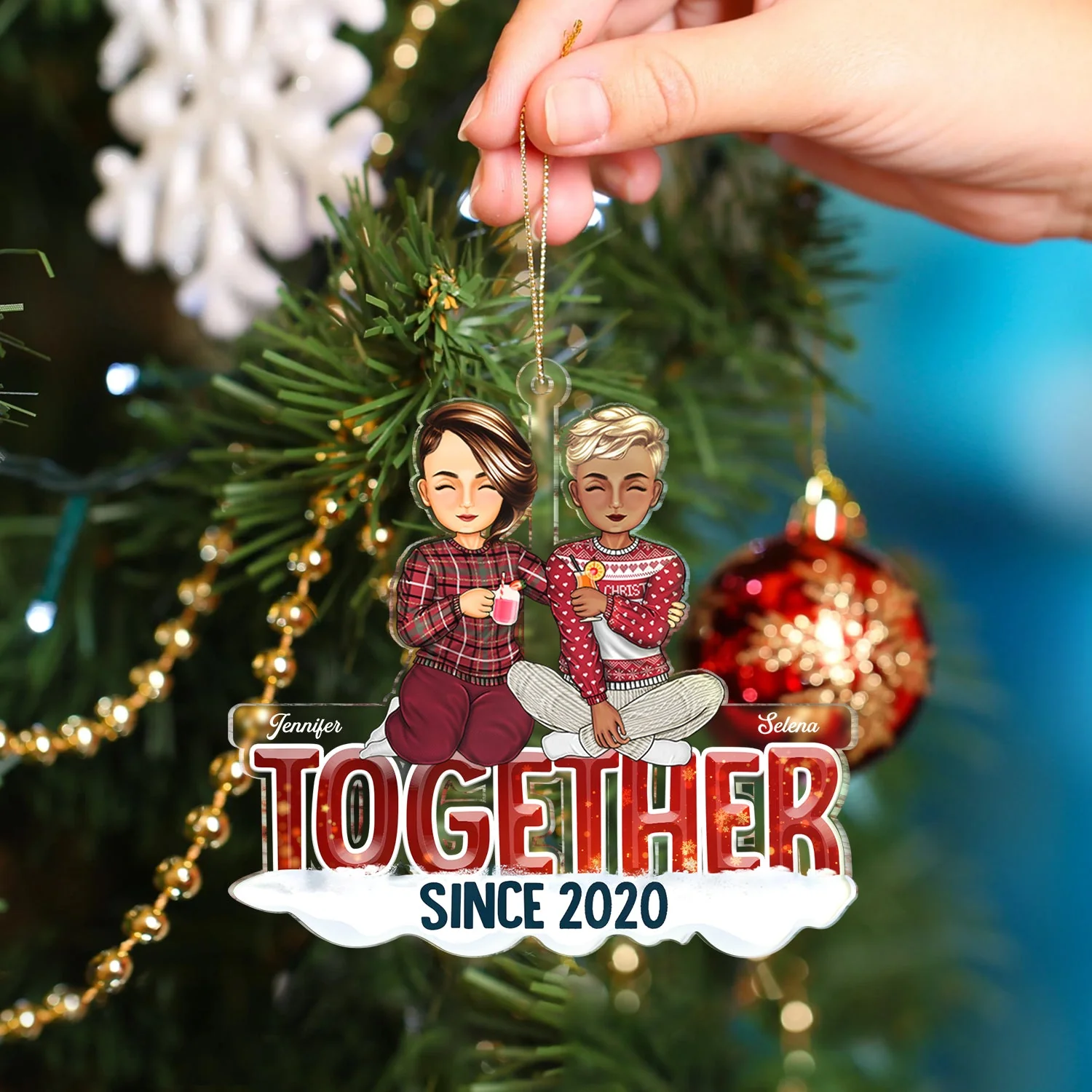 Together Since - Christmas Gift For Couples - Personalized Cutout Acrylic Ornament - Image 4