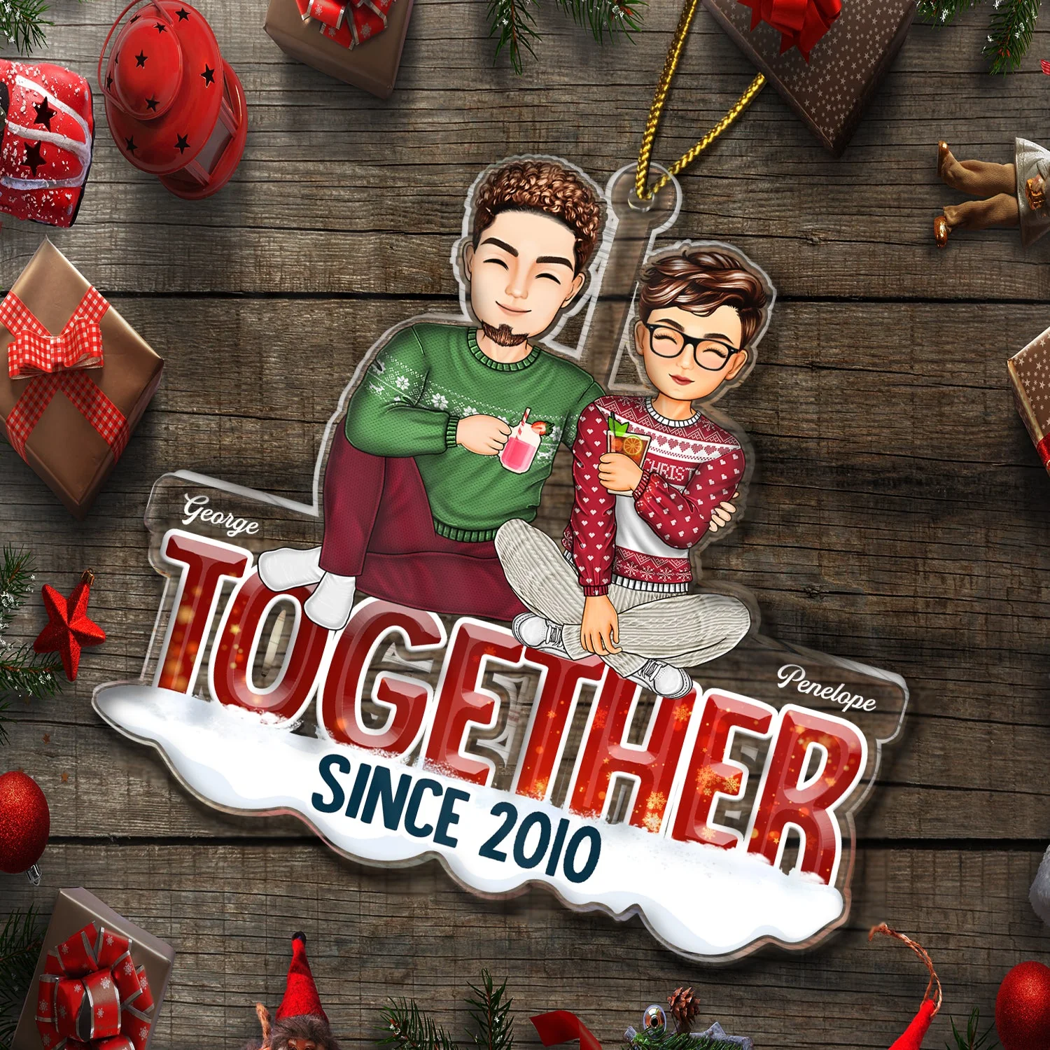 Together Since - Christmas Gift For Couples - Personalized Cutout Acrylic Ornament - Image 6