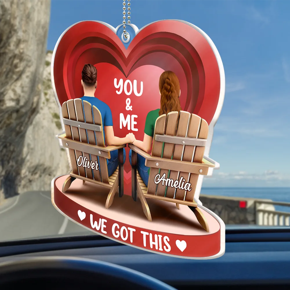 Together Since Couple 3D Effect - Personalized Acrylic Car Hanger - Image 2