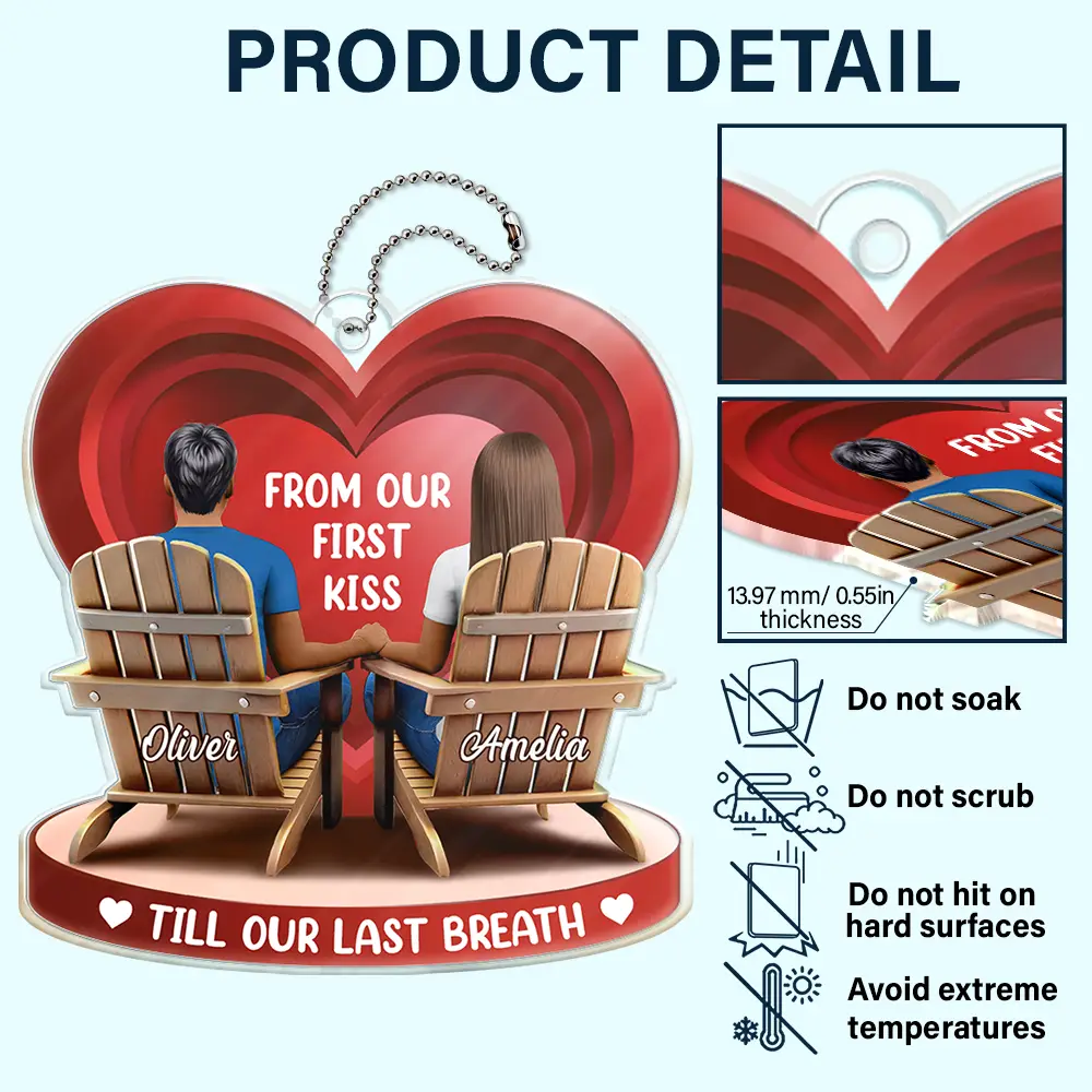Together Since Couple 3D Effect - Personalized Acrylic Car Hanger - Image 5