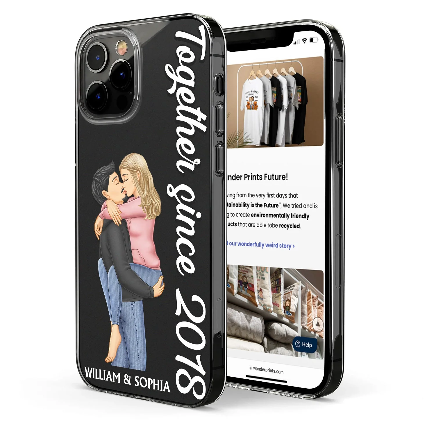 Together Since Couple Kissing - Loving, Anniversary Gift For Spouse, Husband, Wife - Personalized Clear Phone Case - Image 2