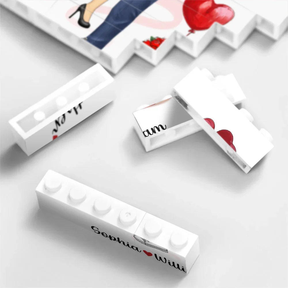 Together Since Couples - Personalized Vertical Rectangle Building Brick Blocks - Image 4