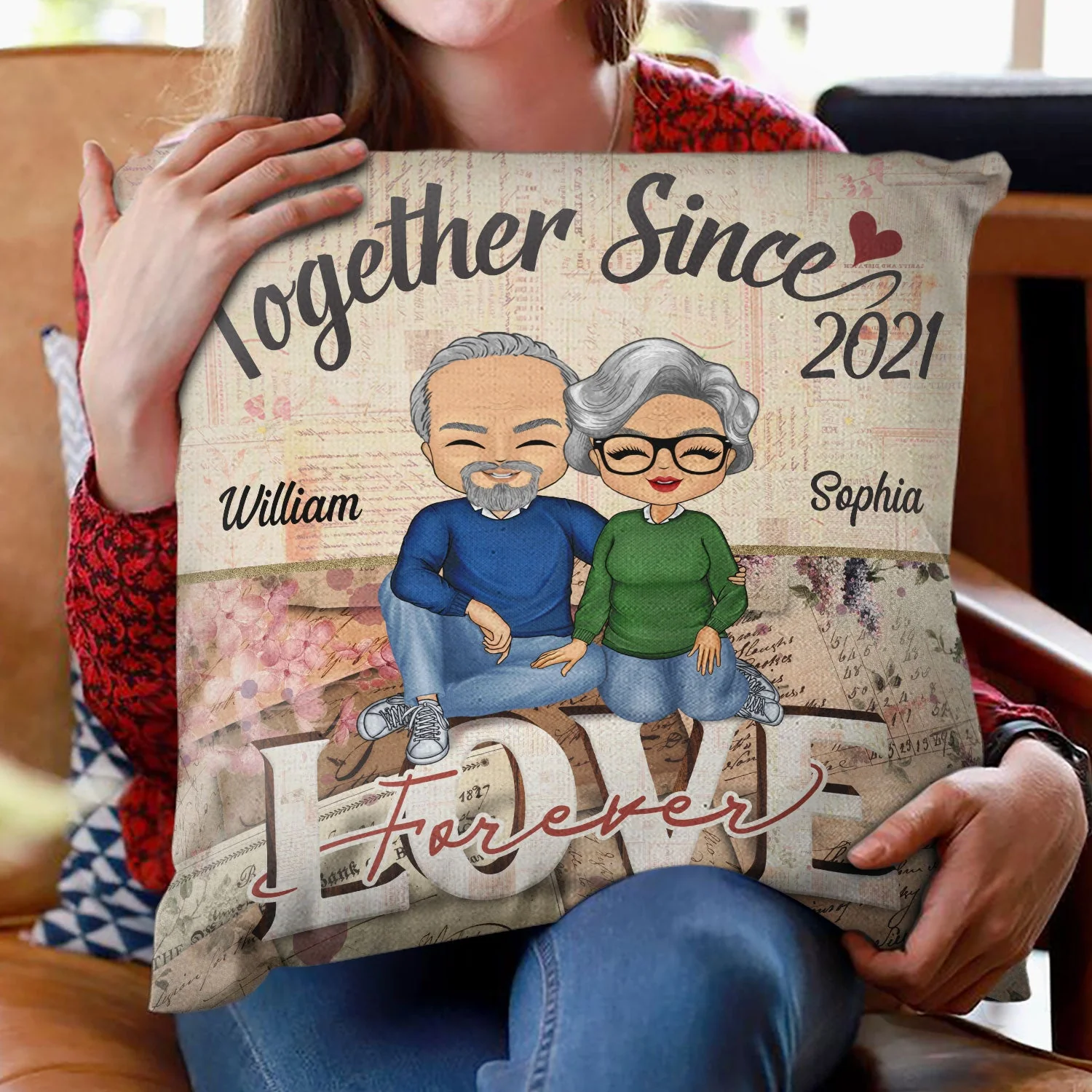 Together Since Love Forever Husband Wife - Gift For Couples - Personalized Custom Pillow - Image 2