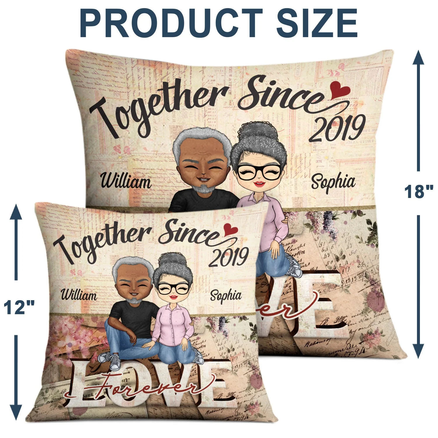 Together Since Love Forever Husband Wife - Gift For Couples - Personalized Custom Pillow - Image 4