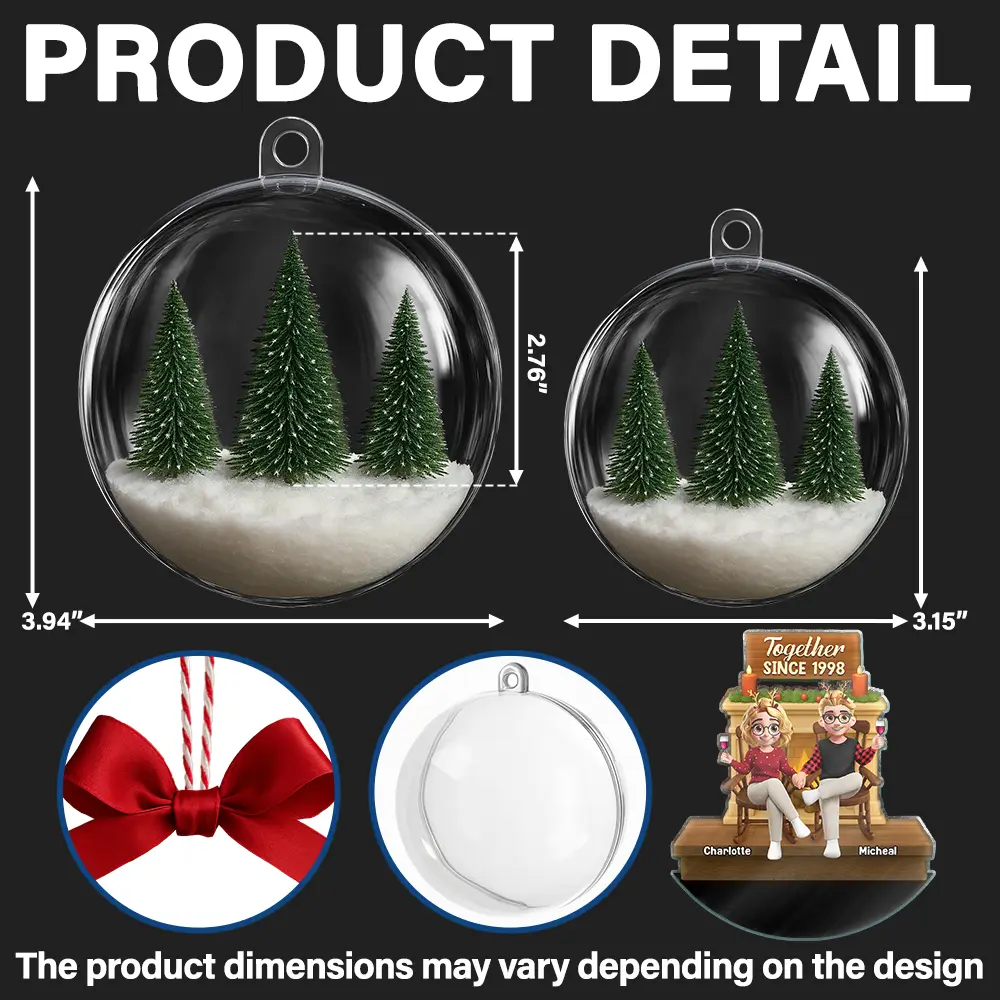 Together Since - Personalized 3D Acrylic Ball Ornament - Image 2