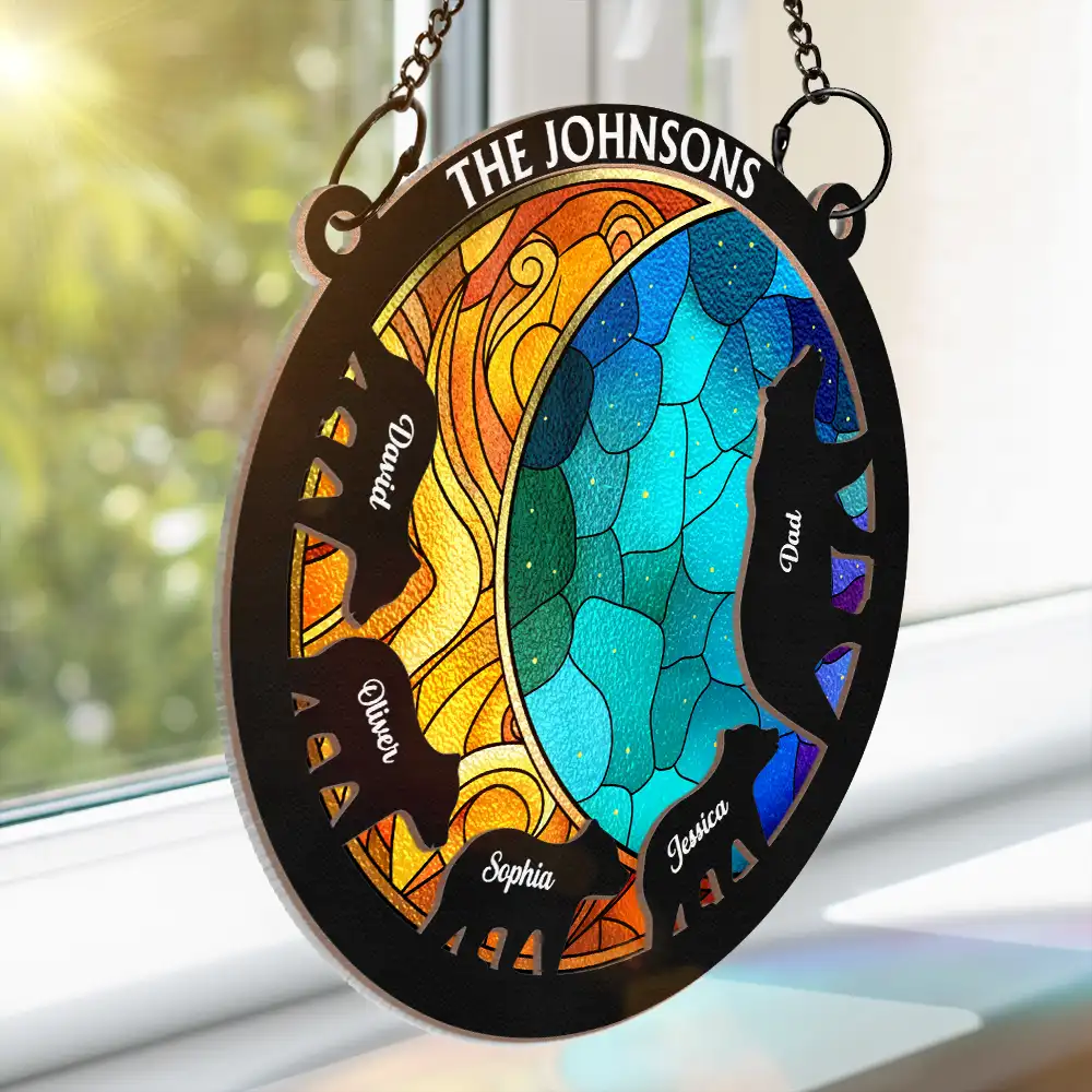 Together We Make A Family Bear - Personalized Window Hanging Suncatcher Ornament - Image 3