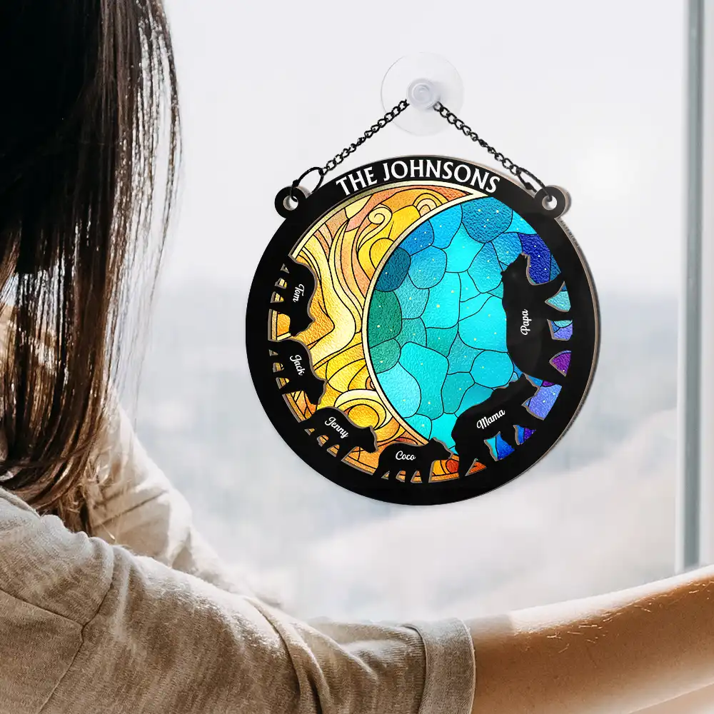 Together We Make A Family Bear - Personalized Window Hanging Suncatcher Ornament - Image 4