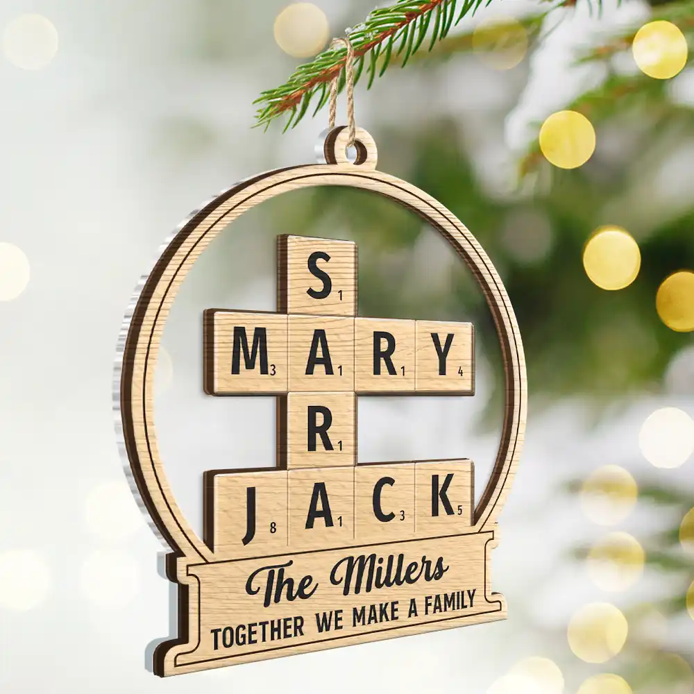 Together We Make A Family Crossword Scrabble - Personalized 2-Layered Mix Ornament - Image 2