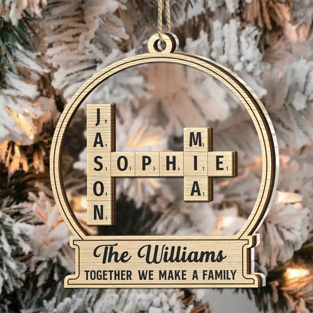 Together We Make A Family Crossword Scrabble - Personalized 2-Layered Mix Ornament - Image 3