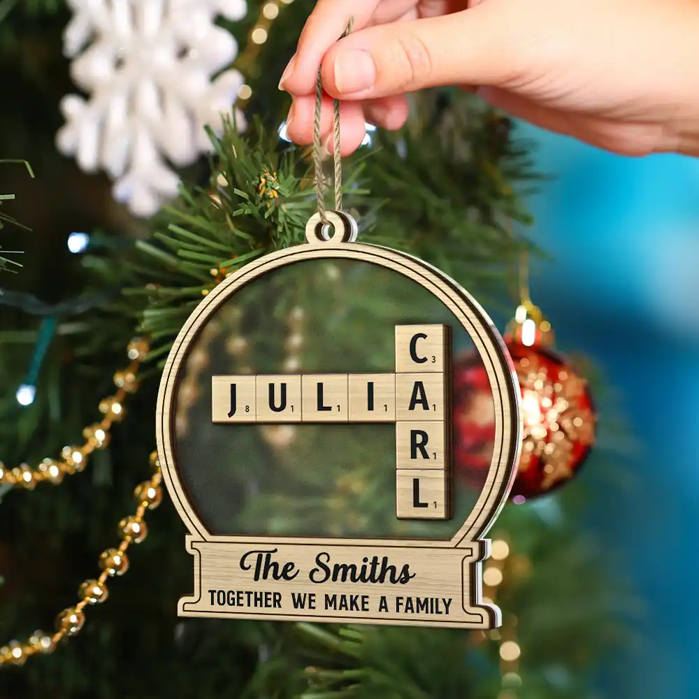 Together We Make A Family Crossword Scrabble - Personalized 2-Layered Mix Ornament - Image 4