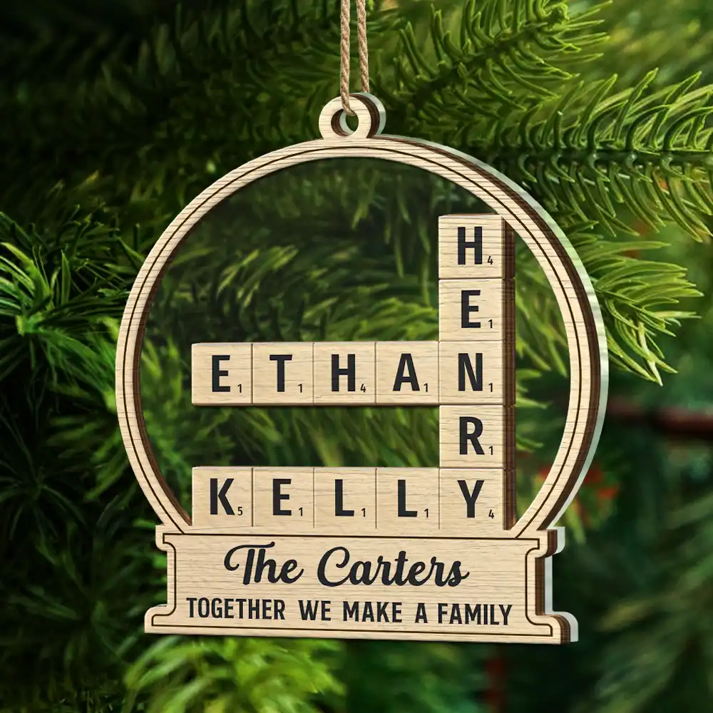 Together We Make A Family Crossword Scrabble - Personalized 2-Layered Mix Ornament - Image 5