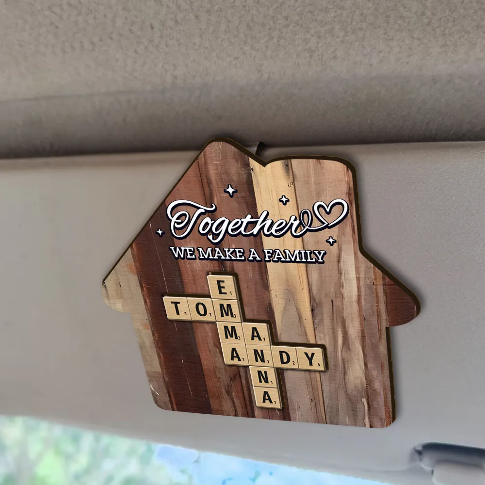 Together We Make A Family Crossword Scrabble - Personalized Custom Shaped Car Visor Clip - Image 2