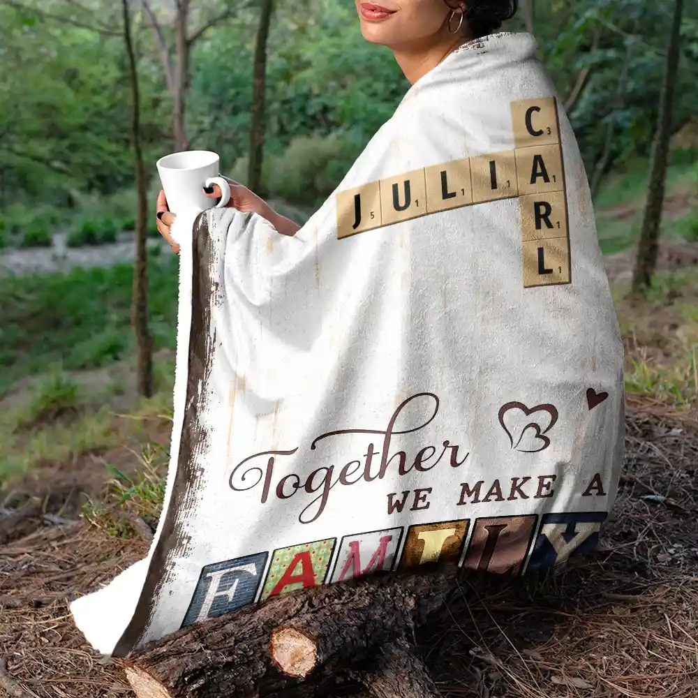Together We Make A Family Crossword Scrabble - Personalized Fleece Blanket, Sherpa Blanket - Image 6
