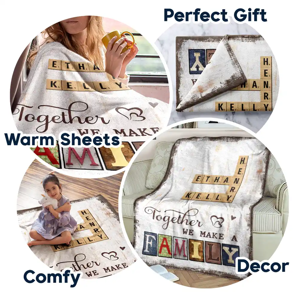 Together We Make A Family Crossword Scrabble - Personalized Fleece Blanket, Sherpa Blanket - Image 8