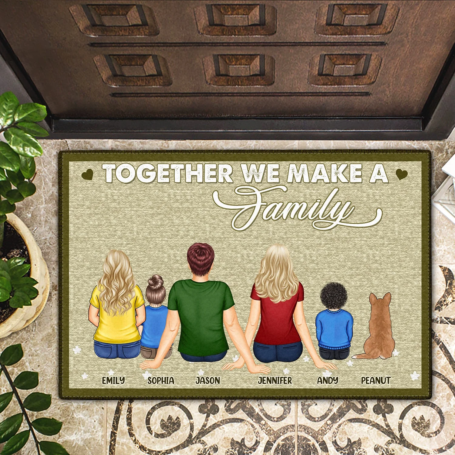 Together We Make A Family - Gift For Family, Couples - Personalized Doormat - Image 2